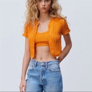 Zara Orange Knit Cardigan